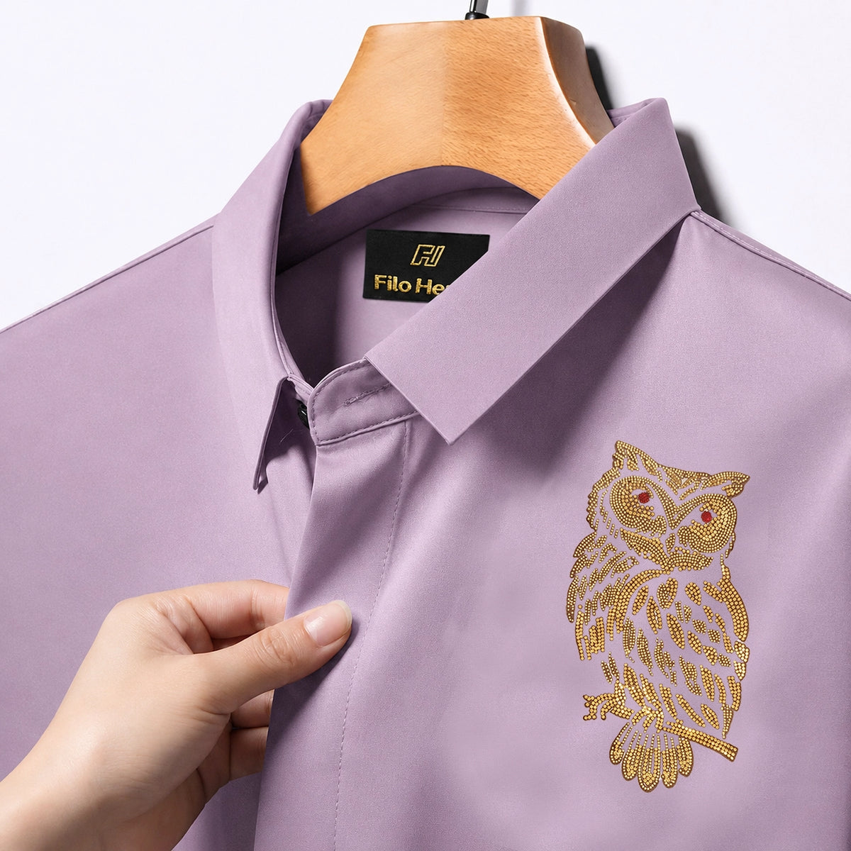 Owl Embroidery Party Shirts | Club Wear | Onion