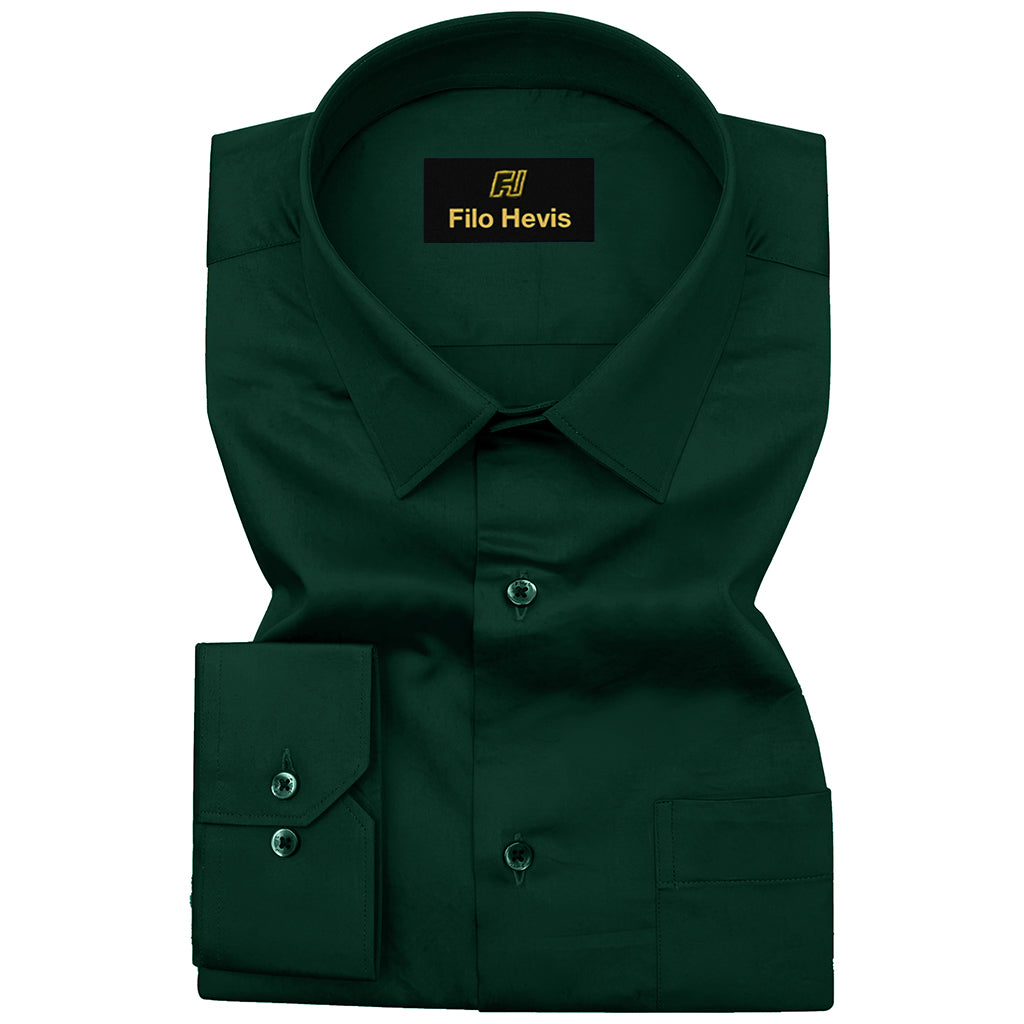 PLATINUM COTTON SATIN FORMAL SHIRT FOR MEN (Single Pocket)-Teal Green