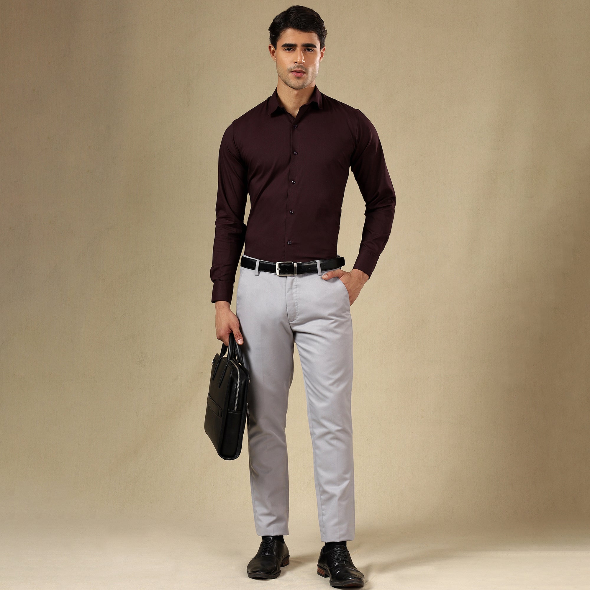 Premium SELF STRIPED SHIRTS FOR MEN - Textured Formal Shirts Collection | Professional Office Wear-Wine