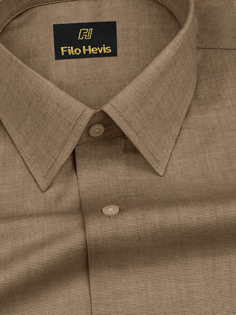 Filafil Fabric Regular Fit Single Pocket Formal Shirt Full Sleeve -Brown