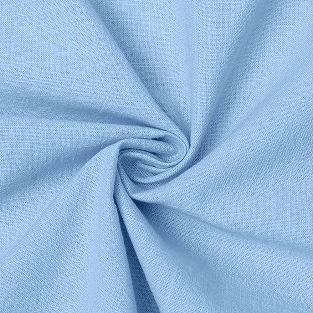 MEN’S CHINESE COLLAR SHIRT | FULL SLEEVE COTTON LINEN T-NECK SHIRT | Sky COLOR