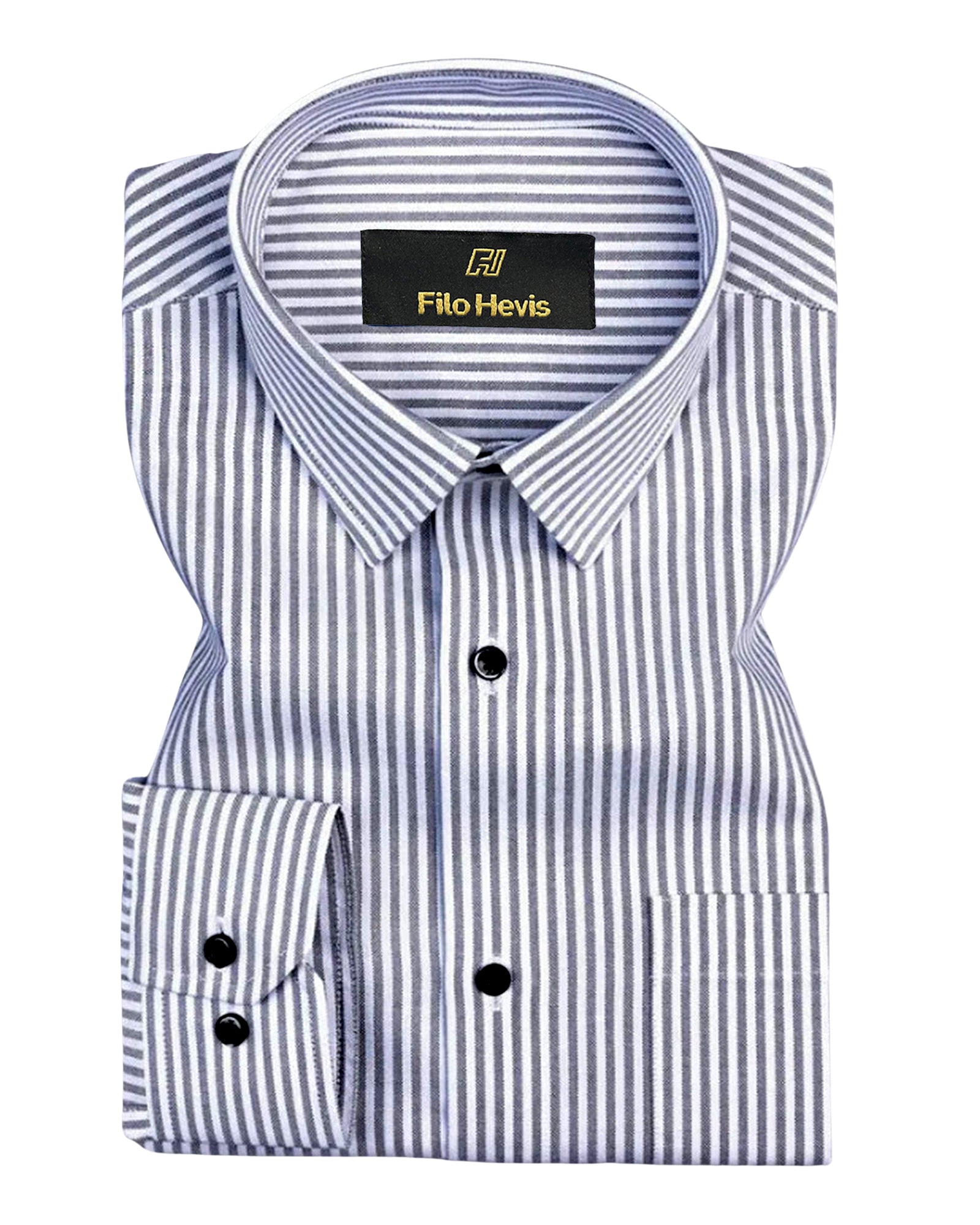 Men's Cotton Stripe Single Pocket Shirt-Black, Regular Fit, All-Day Comfort