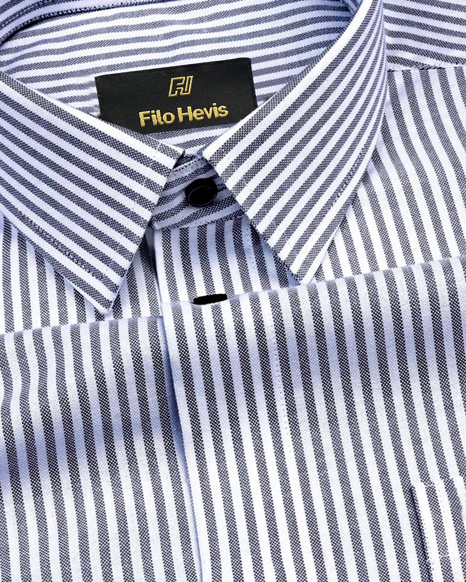 Men's Cotton Stripe Single Pocket Shirt-Black, Regular Fit, All-Day Comfort