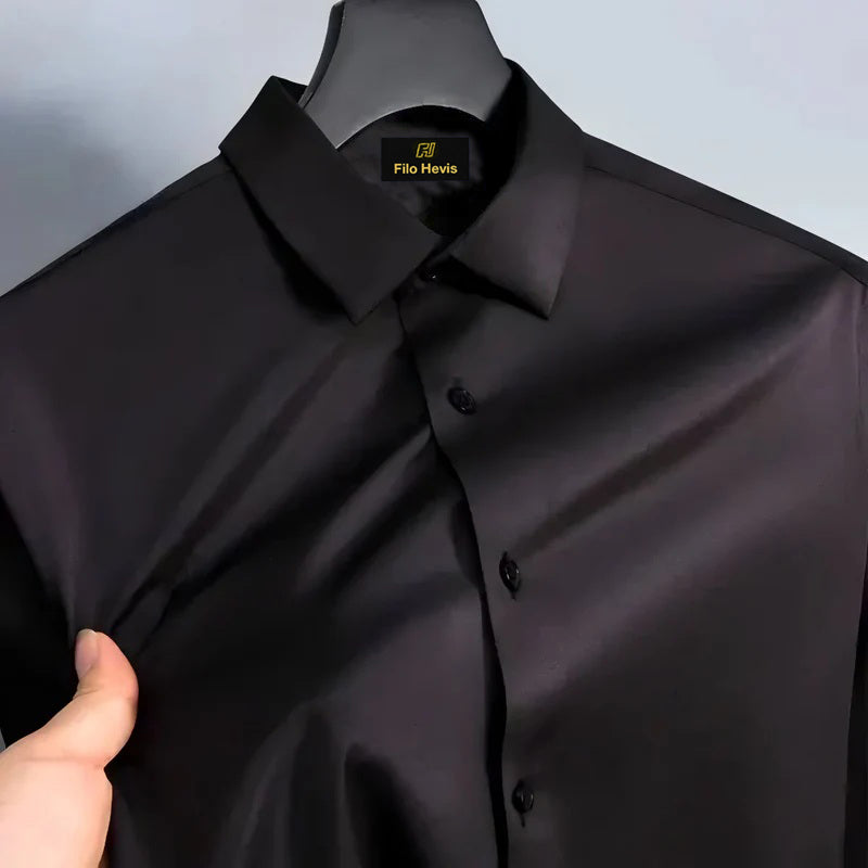 Men's Satin Lycra formal Full Sleeve shirt Black