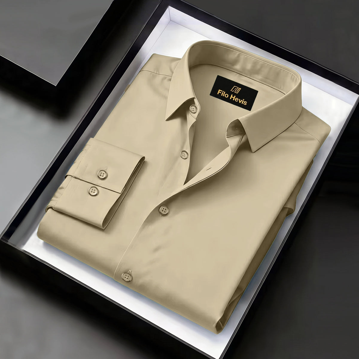 Men's Satin Lycra formal Full Sleeve Shirt Beige