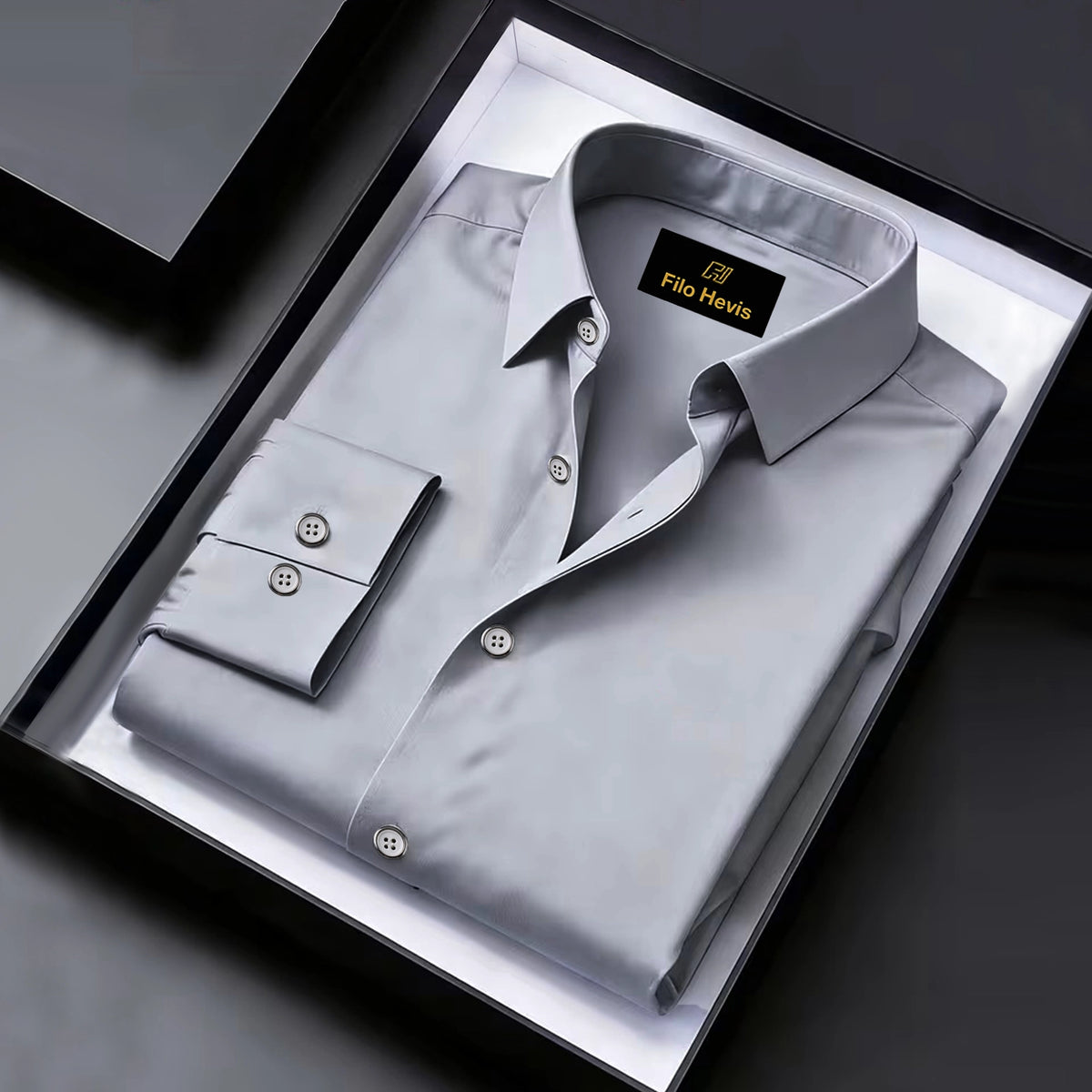 Men's Satin Lycra formal Full Sleeve shirt Light Grey