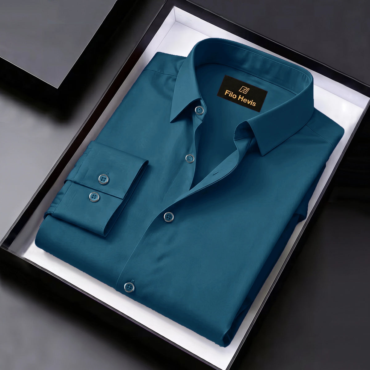 Men's Satin Lycra formal Full Sleeve shirt Teal Blue