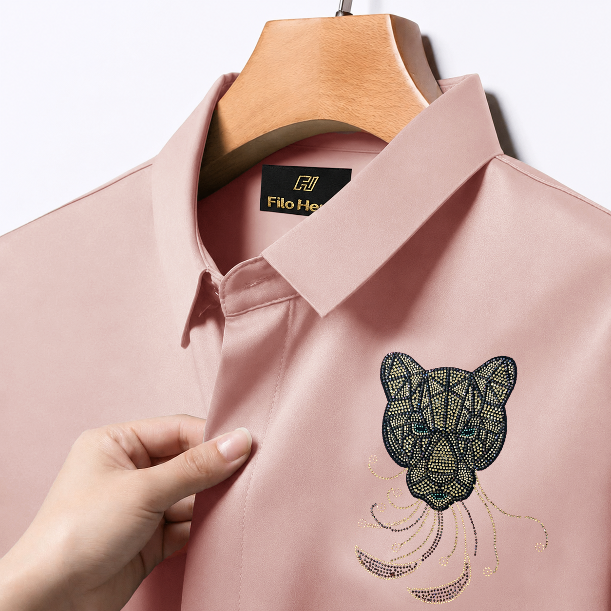PARTY SHIRTS FOR MEN | PREMIUM SHIRTS | CLUB SHIRTS Tiger Embroidery-Peach