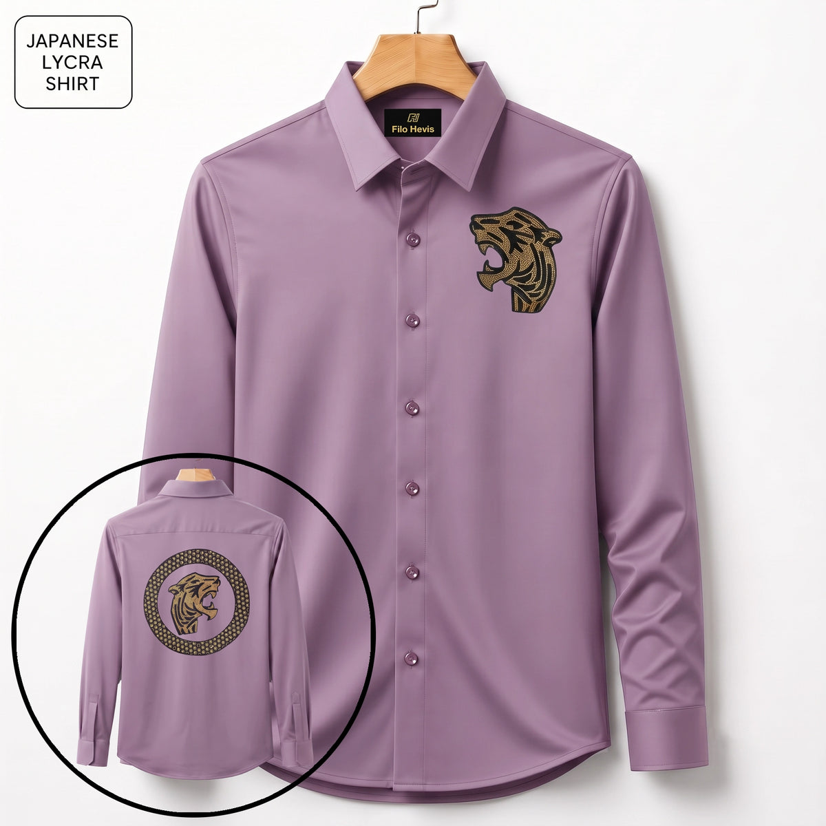 Front & Back Tiger Embroidery Party Shirts | Club Wear | Onion