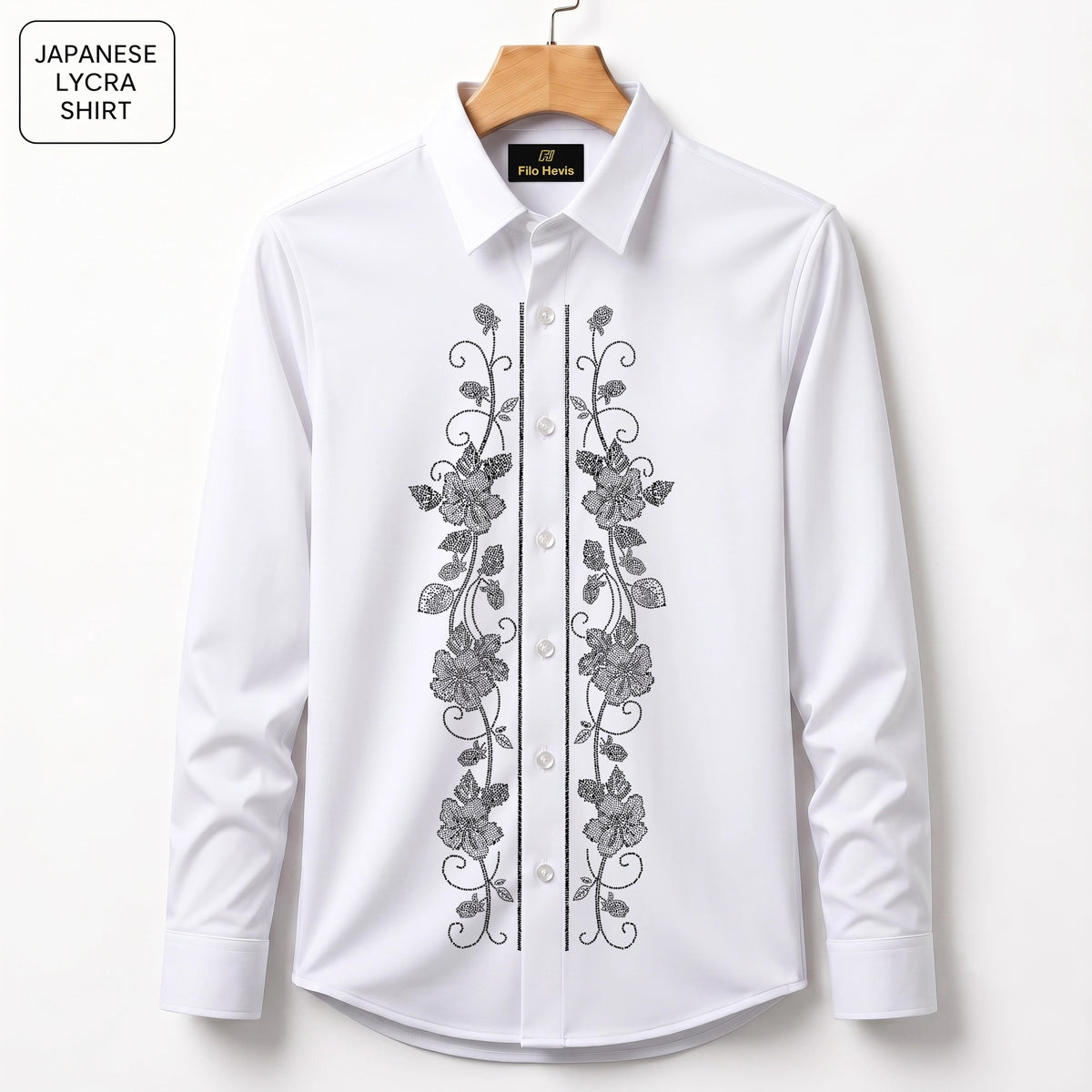 Flower Embroidery Party Shirts | Club Wear | White
