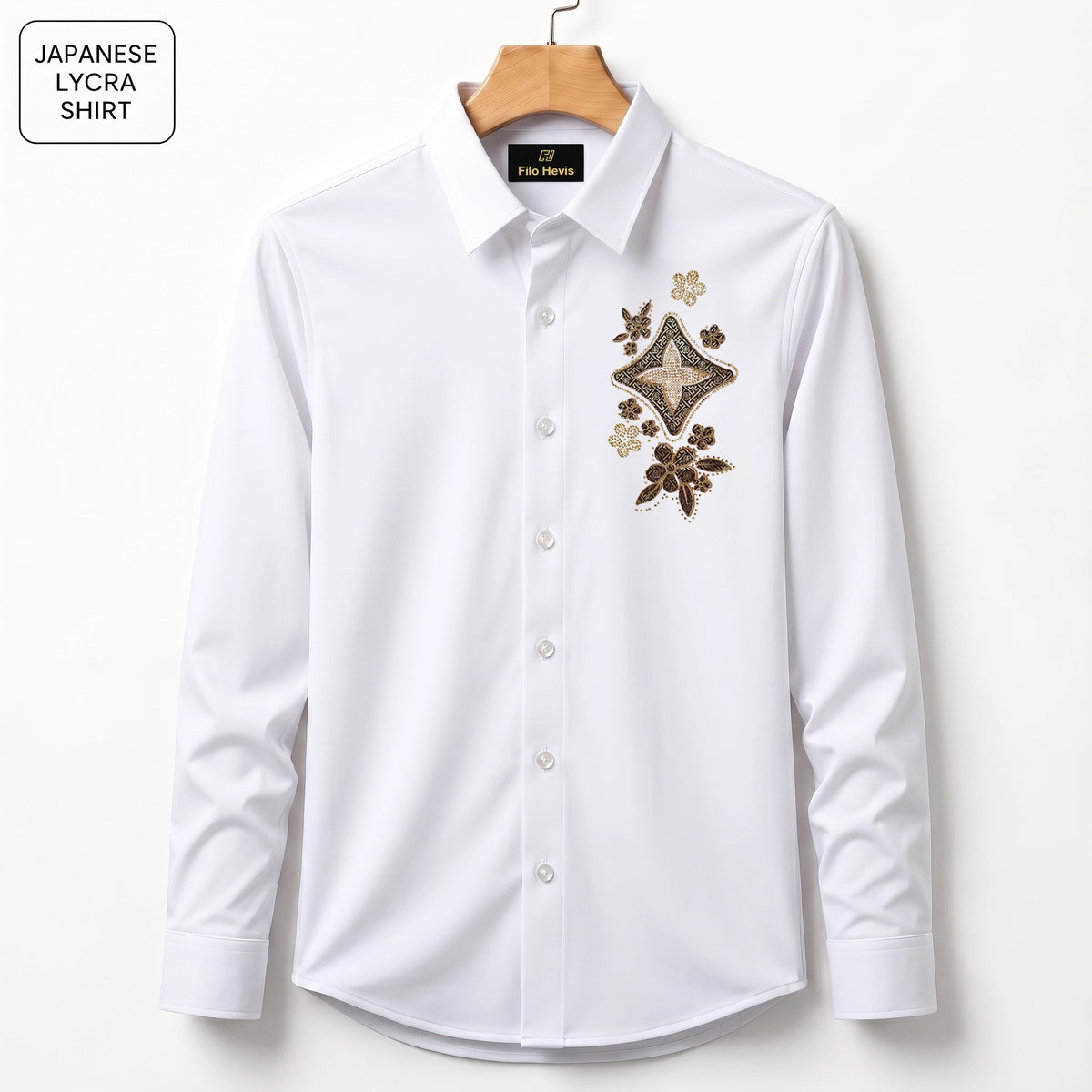 Floral Patch Embroidery Party Shirts | Club Wear | White
