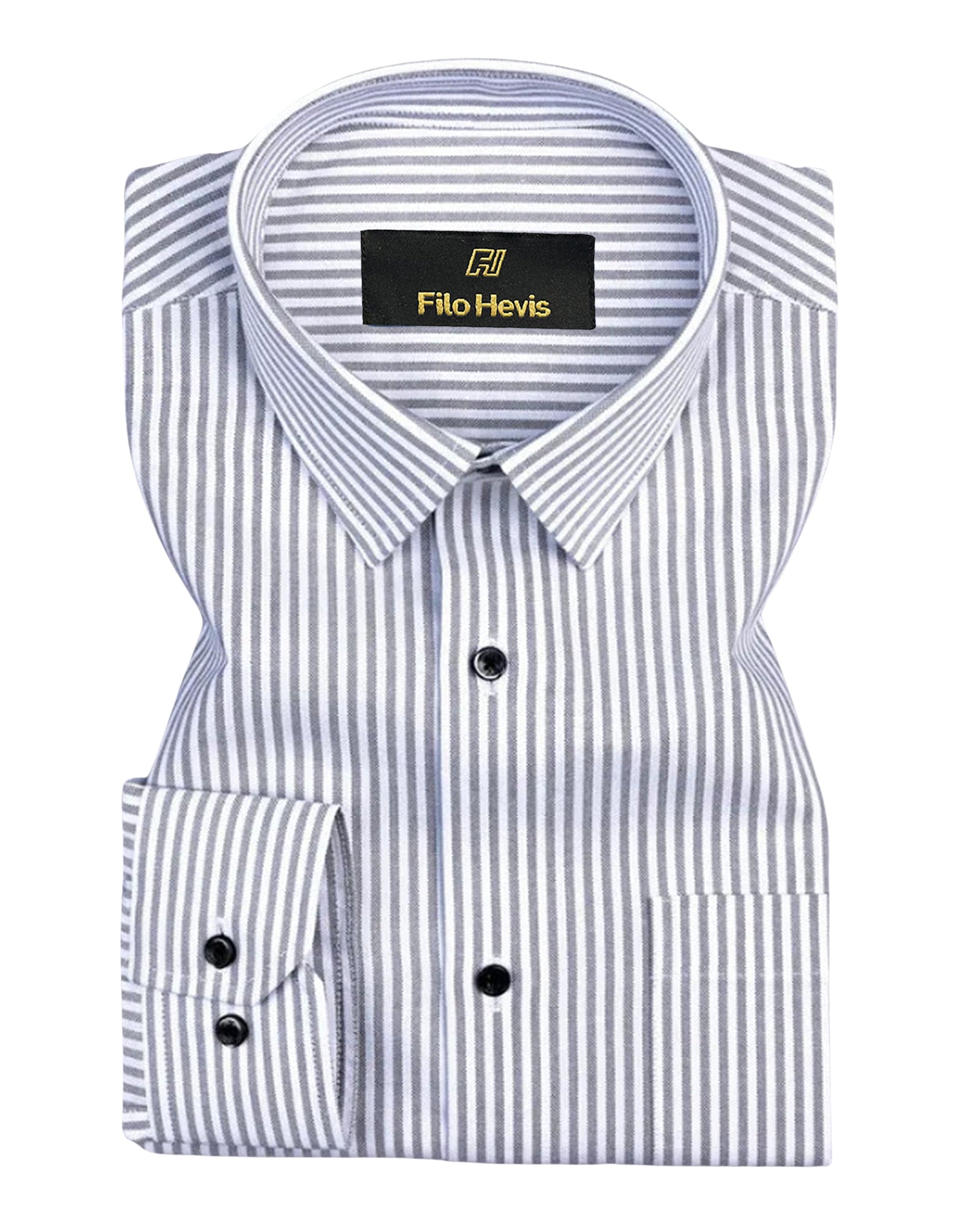 Men's Cotton Stripe Single Pocket Shirt-Grey, Regular Fit, All-Day Comfort