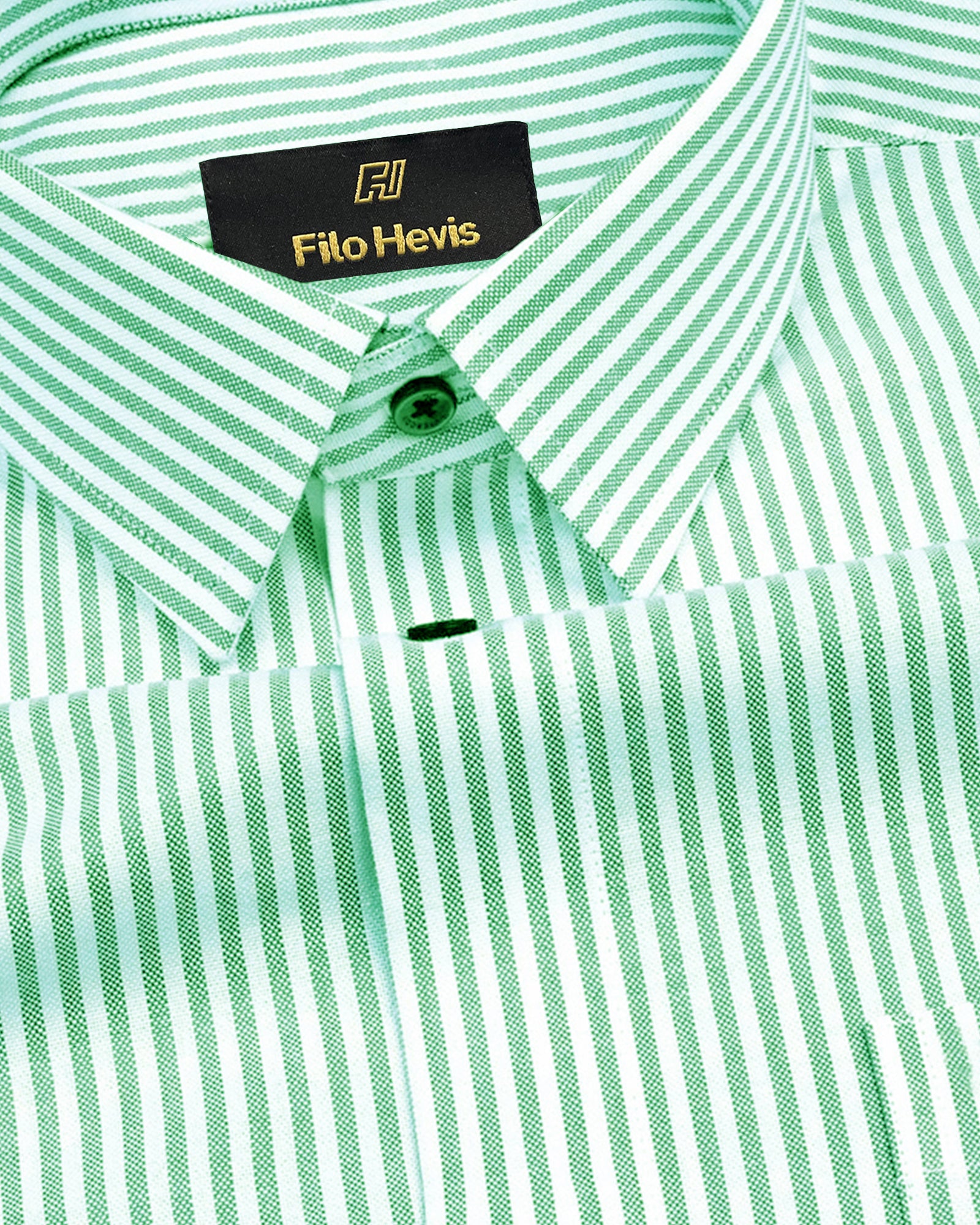 Men's Cotton Stripe Single Pocket Shirt-Light Green, Regular Fit, All-Day Comfort