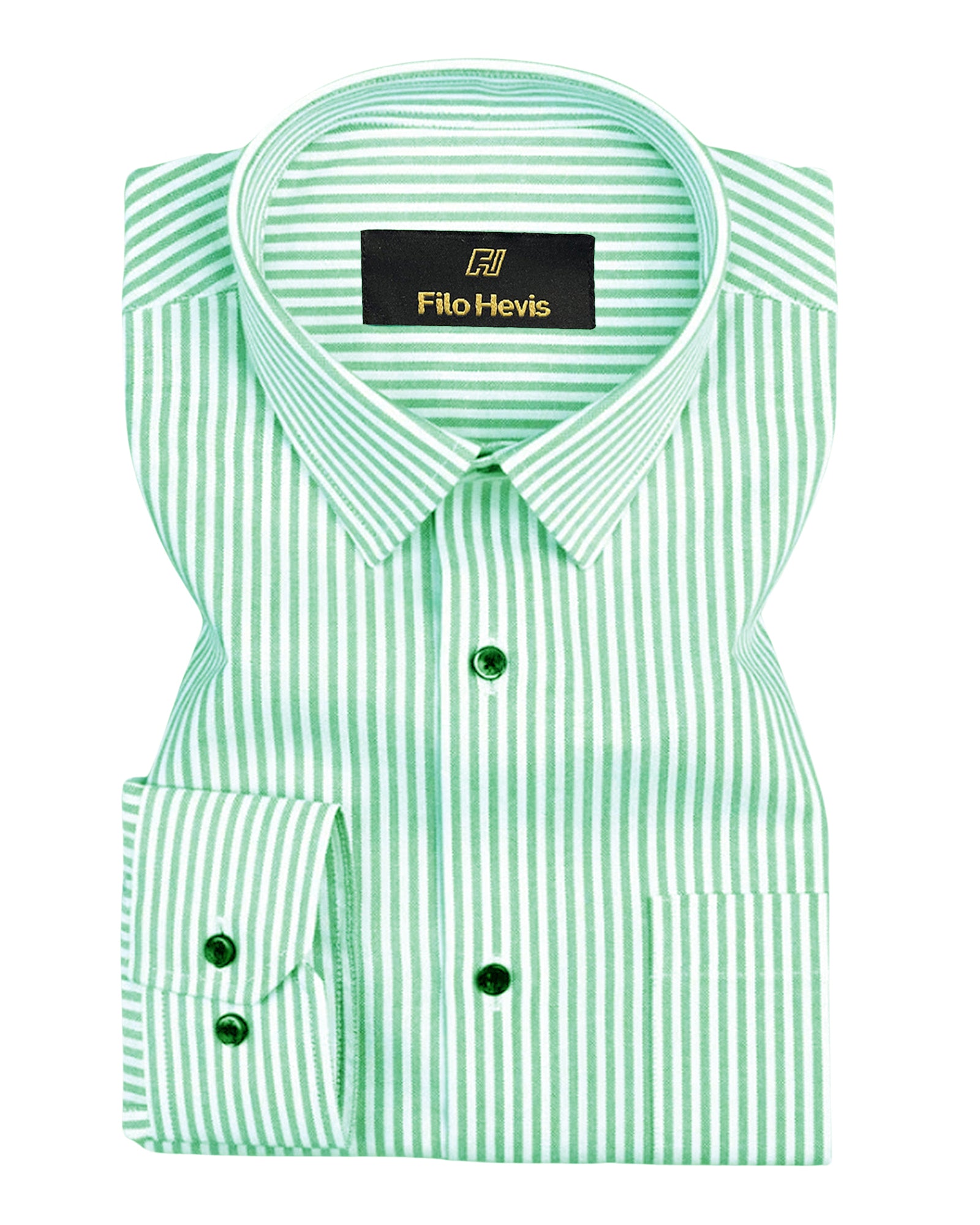 Men's Cotton Stripe Single Pocket Shirt-Light Green, Regular Fit, All-Day Comfort