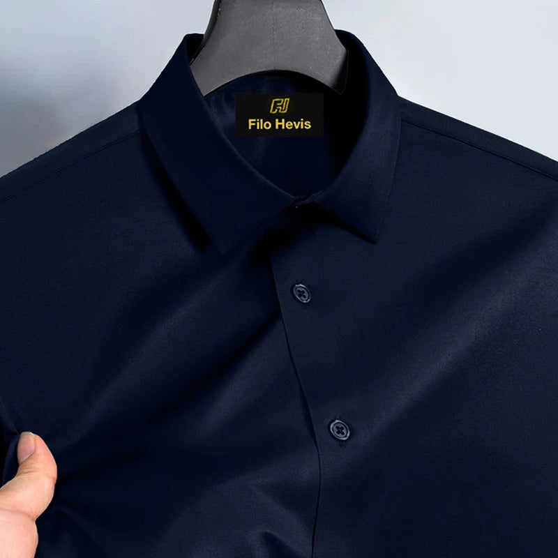 Men's Satin Lycra formal Full Sleeve shirt Navy Blue