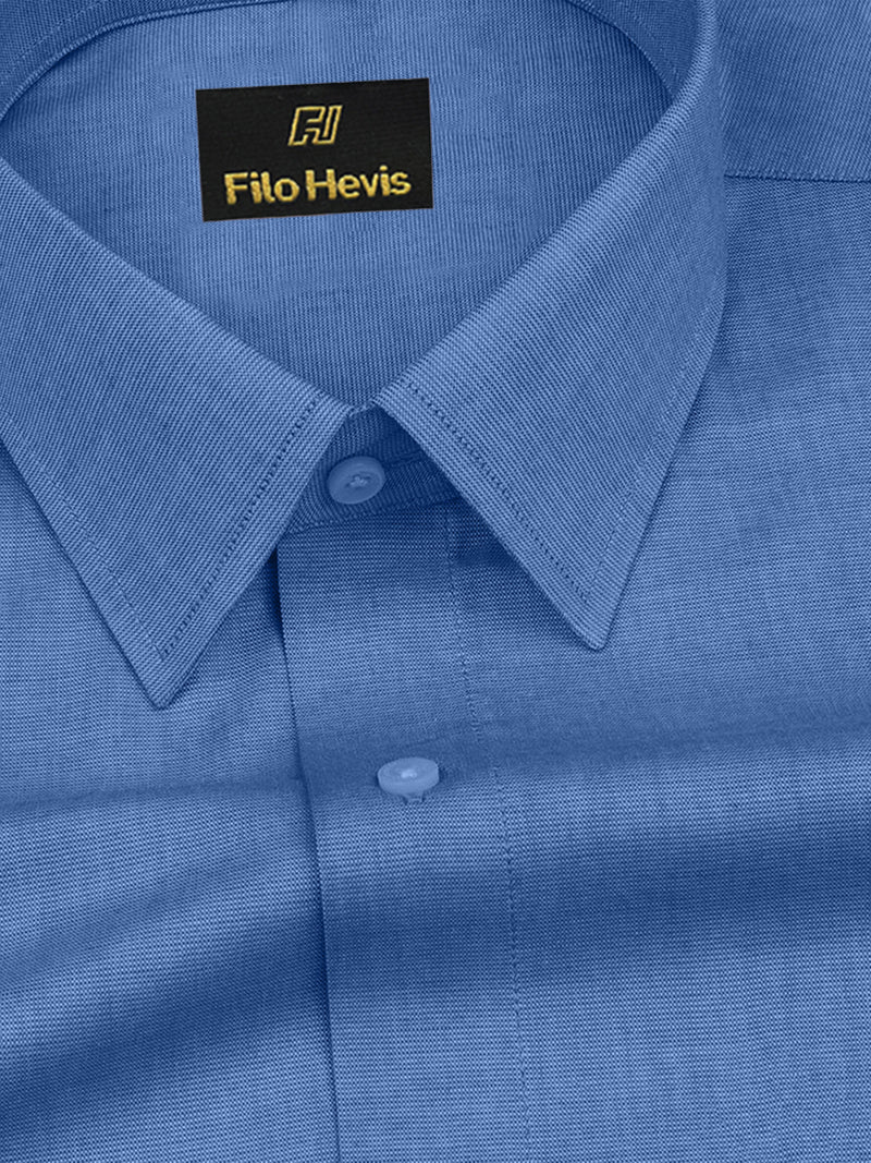 Filafil Fabric Regular Fit Single Pocket Formal Shirt Full Sleeve -Blue