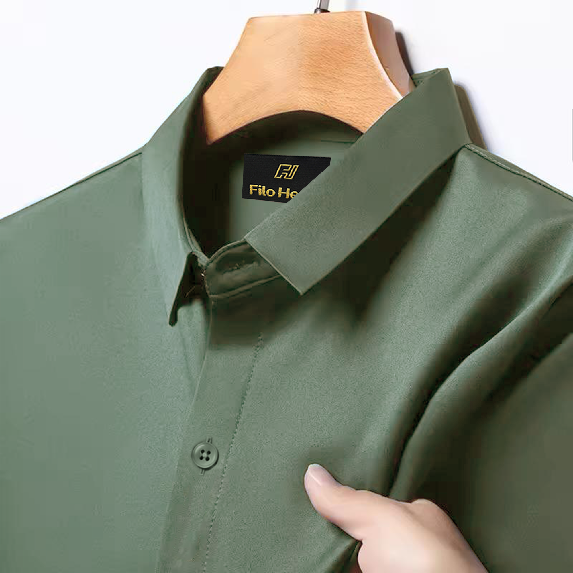 Japanese Lycra Stretch Formal Shirt for Men | Olive Green