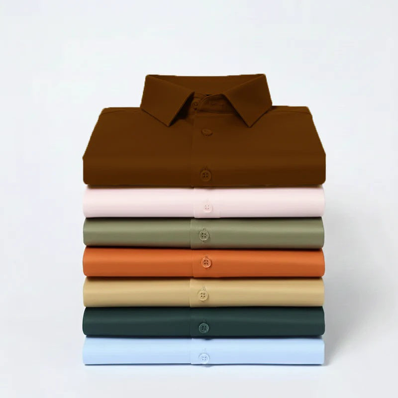 Men's Satin Lycra formal Full Sleeve shirt Brown