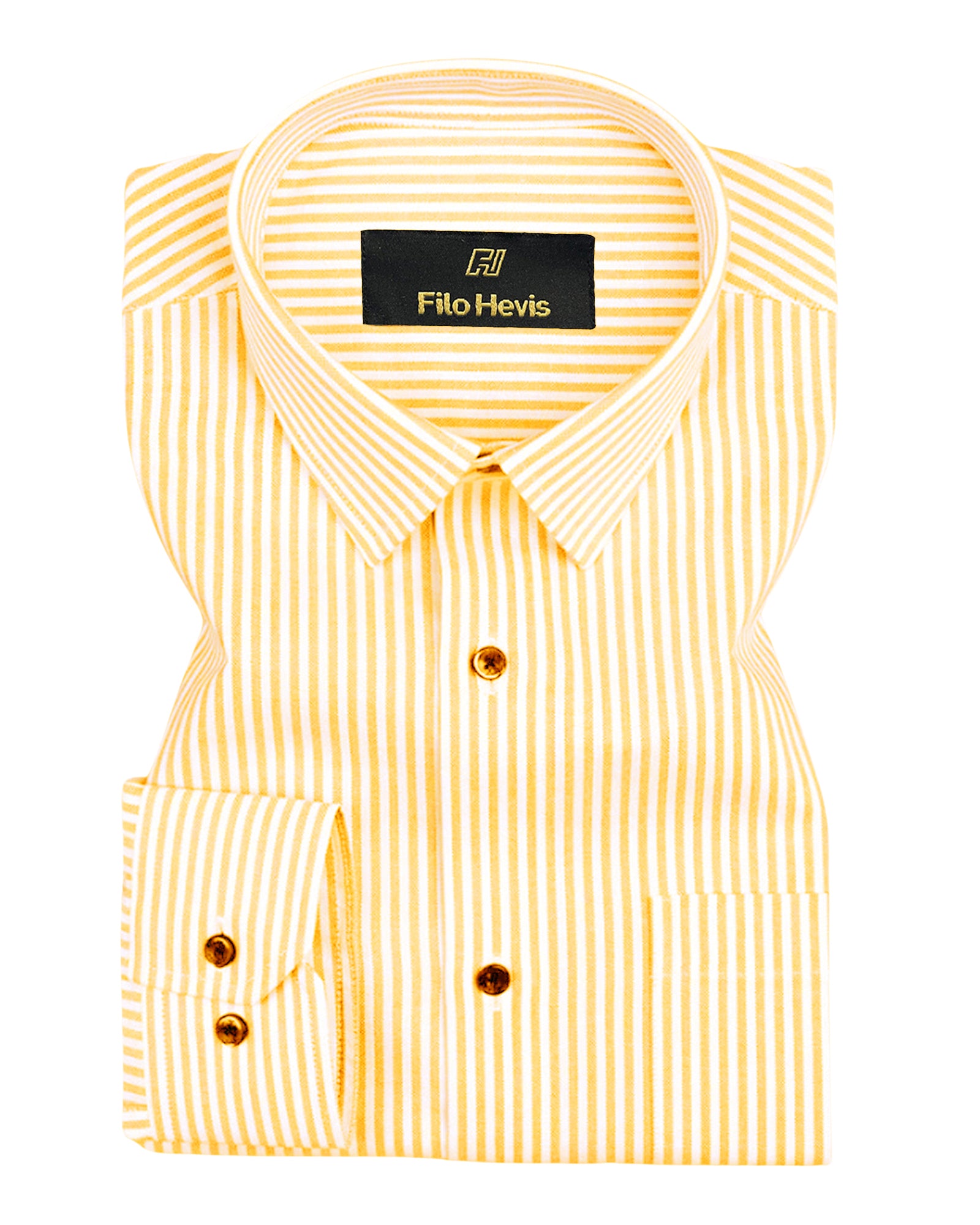 Men's Cotton Stripe Single Pocket Shirt-Yellow, Regular Fit, All-Day Comfort