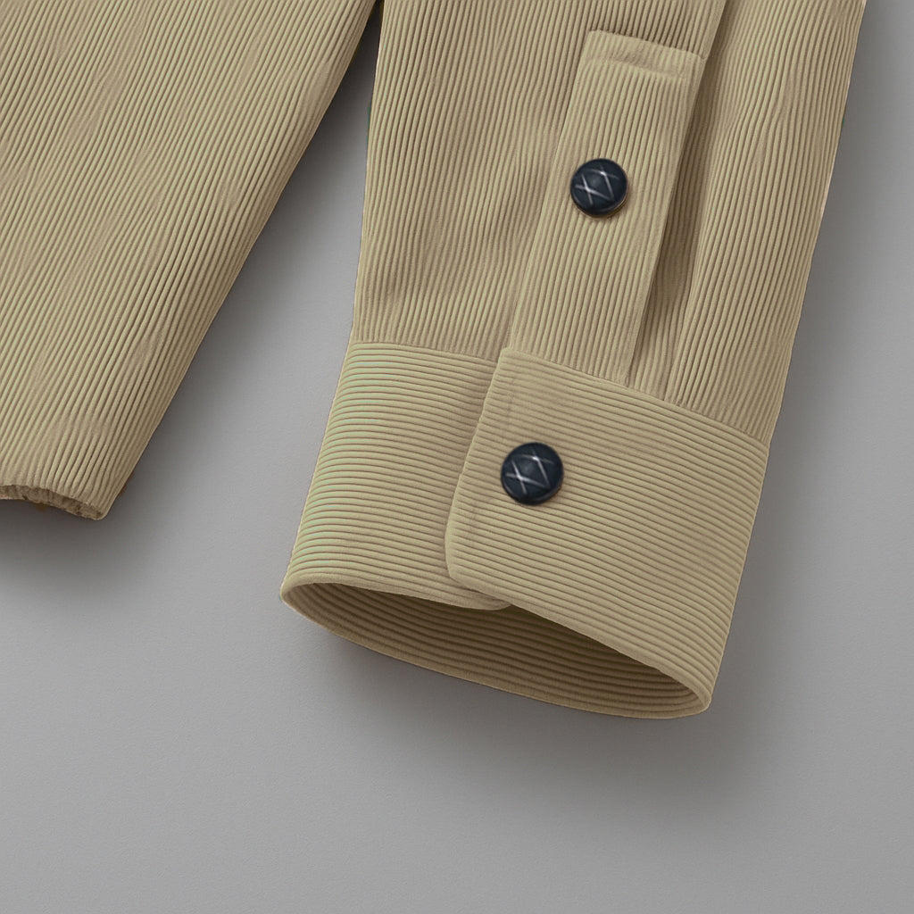 MEN’S CORDUROY SHIRT FOR WINTER STYLE | 21-WALES CORDUROY | DOUBLE POCKET | Cream