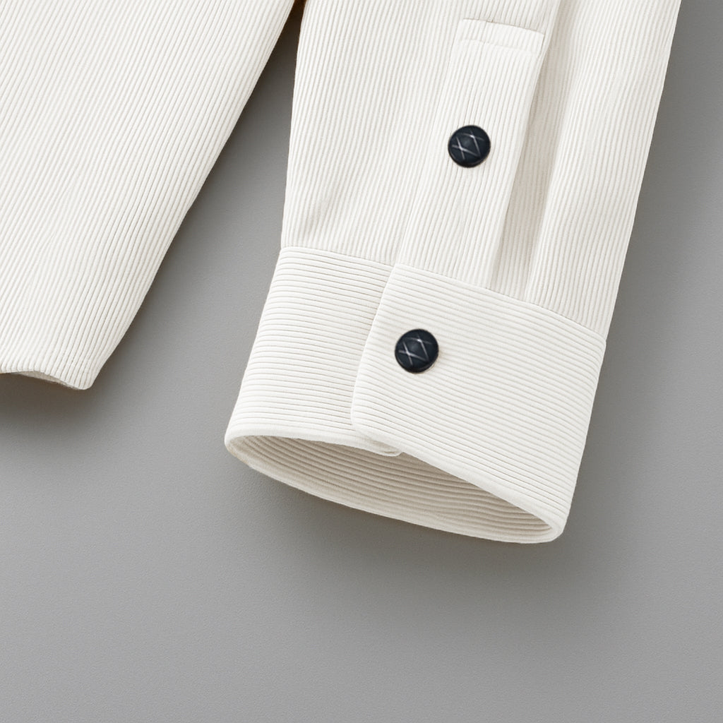 MEN’S CORDUROY SHIRT FOR WINTER STYLE | 21-WALES CORDUROY | DOUBLE POCKET | White