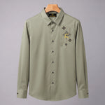PARTY SHIRTS FOR MEN | PREMIUM SHIRTS | CLUB SHIRTS Deer Embroidery-Light-Greyish-Green
