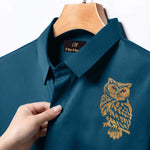 Owl Embroidery Party Shirts | Club Wear | Teal Blue