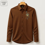 Deer Embroidery Party Shirts | Club Wear | Brown