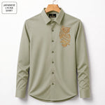 Owl Embroidery Party Shirts | Club Wear | Light-Greyish-Green