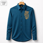 Owl Embroidery Party Shirts | Club Wear | Teal Blue