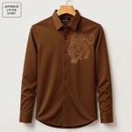 Tiger Embroidery Party Shirts | Club Wear | Brown