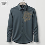 Tiger Embroidery Party Shirts | Club Wear | Dark Grey