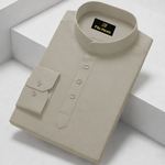 Cotton Chinese Collar Short Kurta for Men | Traditional Nehru Ethnic Shirts | Daily Wear-Grey