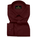 PLATINUM COTTON SATIN FORMAL SHIRT FOR MEN (Single Pocket)-Maroon