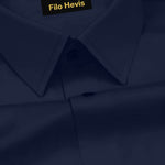 PLATINUM COTTON SATIN FORMAL SHIRT FOR MEN (Single Pocket)-Navy Blue