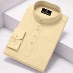 Cotton Chinese Collar Short Kurta for Men | Traditional Nehru Ethnic Shirts | Daily Wear-Cream