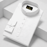 Cotton Chinese Collar Short Kurta for Men | Traditional Nehru Ethnic Shirts | Daily Wear-White