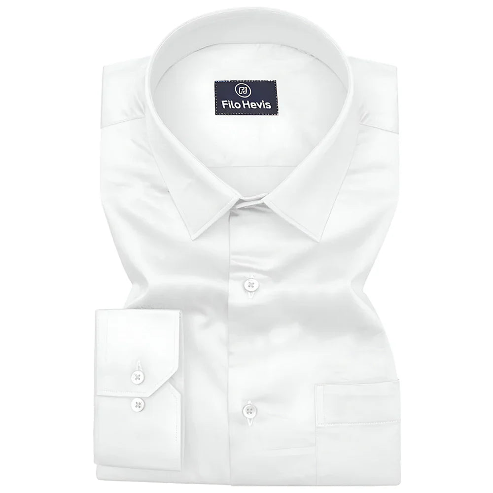 PLUS SIZE FORMAL SHIRTS IN COTTON FOR MEN (Single Pocket)- White