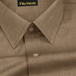 Filafil Fabric Regular Fit Single Pocket Formal Shirt Full Sleeve -Brown