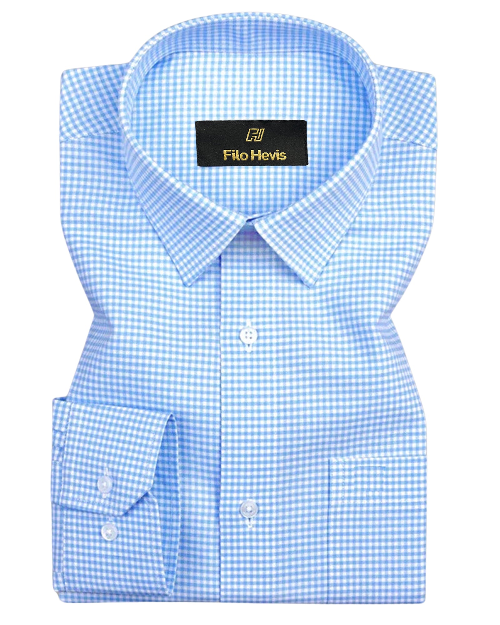 Men's Cotton Check Shirt-Sky Blue, Regular Fit, All-Day Comfort