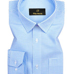 Men's Cotton Check Shirt-Sky Blue, Regular Fit, All-Day Comfort
