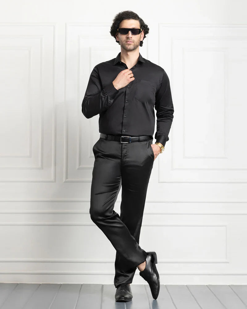 PLUS SIZE FORMAL SHIRTS IN COTTON FOR MEN (Single Pocket)- Black