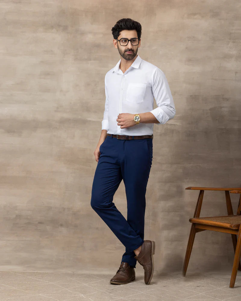 PLUS SIZE FORMAL SHIRTS IN COTTON FOR MEN (Single Pocket)- White