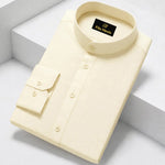 MEN’S CHINESE COLLAR SHIRT | FULL SLEEVE COTTON LINEN T-NECK SHIRT | Beige COLOR