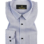 Men's Cotton Stripe Single Pocket Shirt-Black, Regular Fit, All-Day Comfort