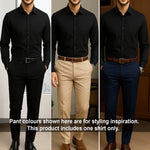 PLATINUM COTTON SATIN FORMAL SHIRT FOR MEN (Single Pocket)-Black