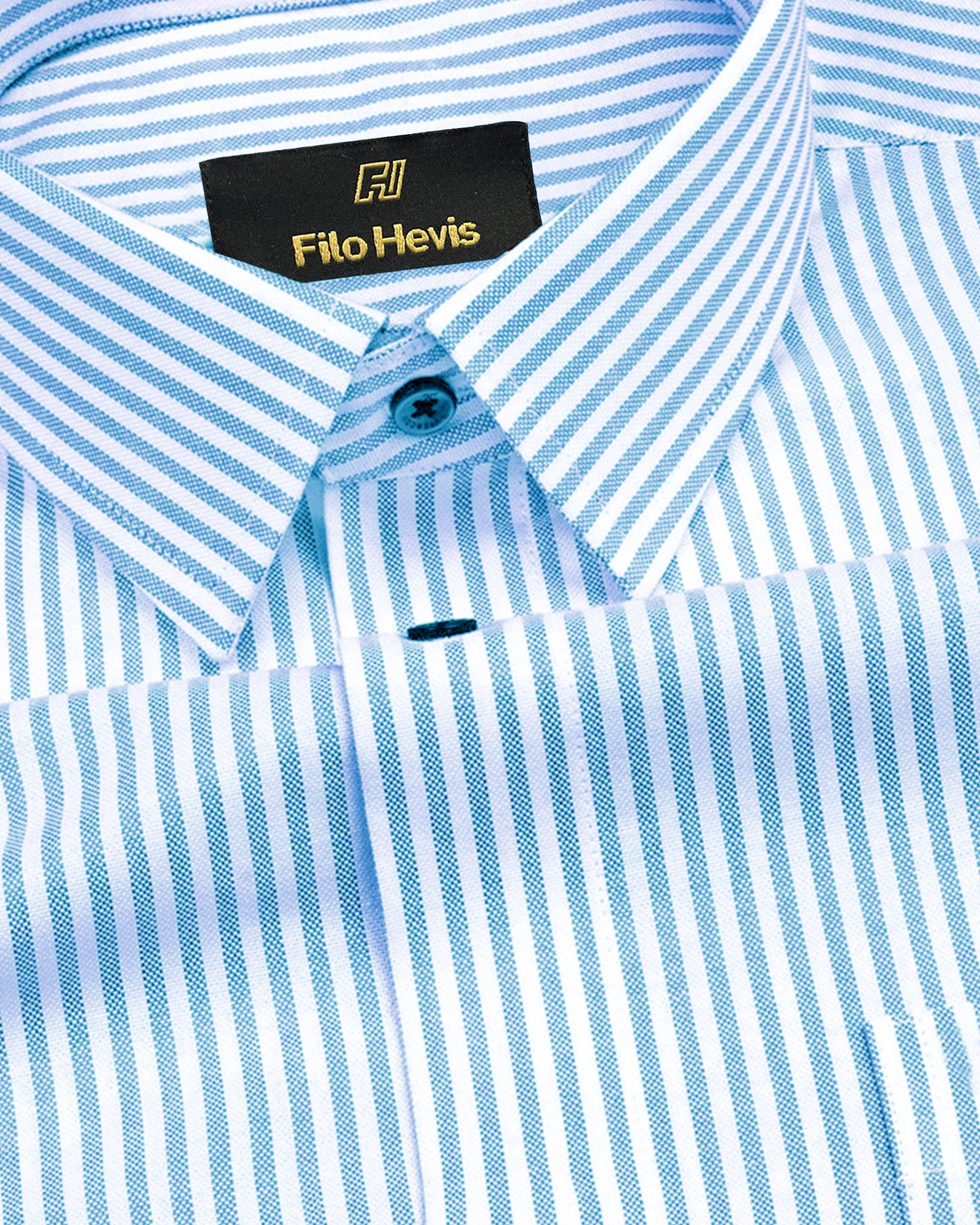 Men's Cotton Stripe Single Pocket Shirt-Sky Blue, Regular Fit, All-Day Comfort