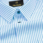 Men's Cotton Stripe Single Pocket Shirt-Sky Blue, Regular Fit, All-Day Comfort