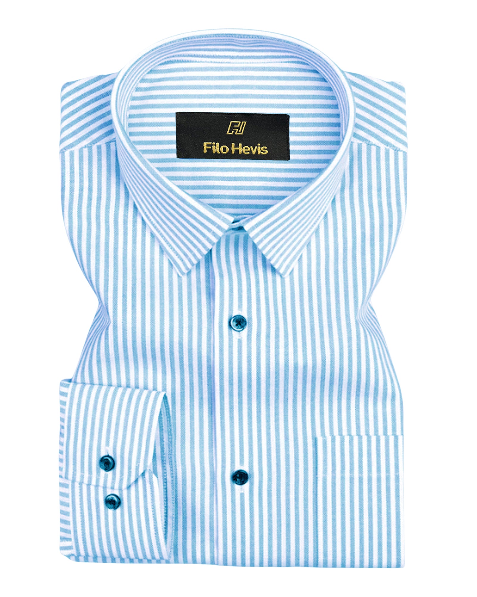 Men's Cotton Stripe Single Pocket Shirt-Sky Blue, Regular Fit, All-Day Comfort