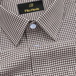 Men's Cotton Check Shirt-Brown, Regular Fit, All-Day Comfort